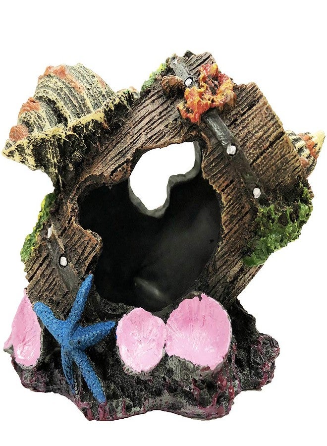 SLOCME Aquarium Broken Barrel with Conch Decorations - Betta Cave Hideout Fish Tank Barrel Ornament - Image 1